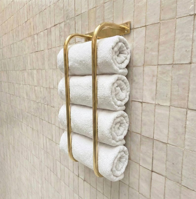 Unlacquered brass towel rack
Solid brass bathroom towel holder
Handmade brass wall towel rack
Luxury brass bathroom accessory