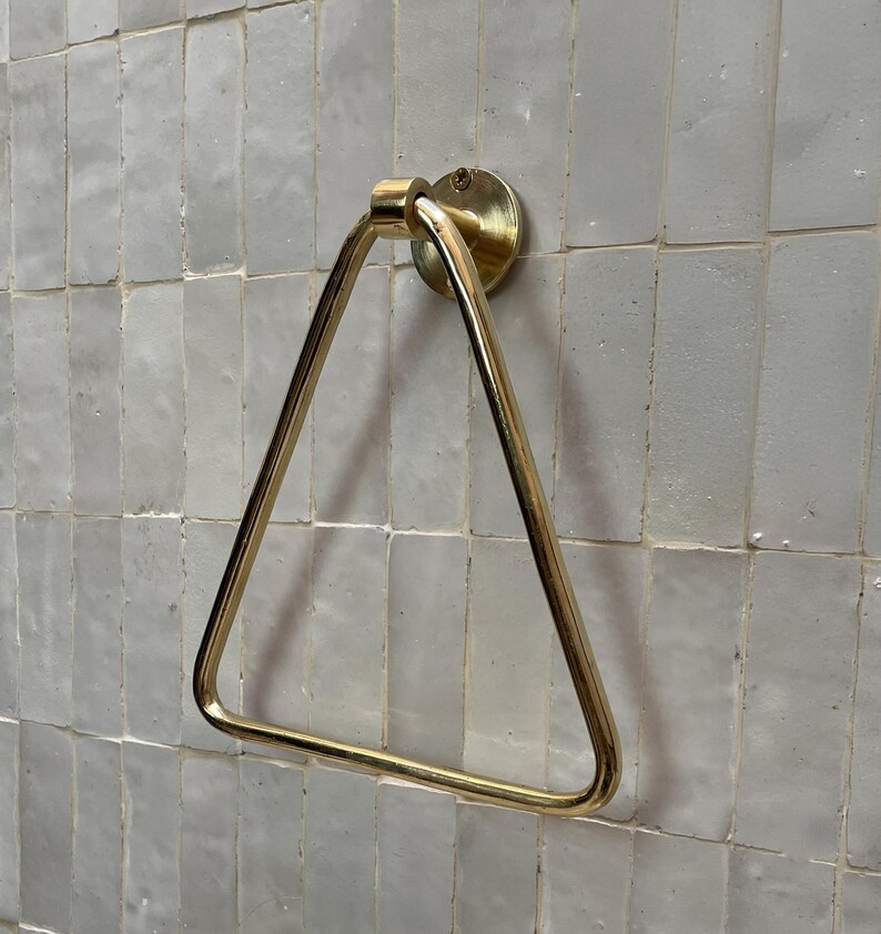 Modern minimalist brass towel holder with wall mount