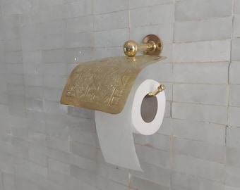 Unlacquered Brass Toilet Paper Holder: Handcrafted Wall Mount TP Holder
