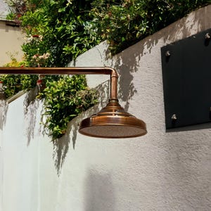 Unlacquered Copper Shower Head, Handcrafted copper Rainfall Shower head, Antique Copper Outdoor Shower head, Eco-Friendly Copper Showerhead,
