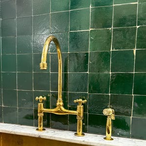 Unlacquered Brass Kitchen Faucet, Solid Brass Kitchen Faucet, Handmade Brass Sink Faucet, Antique Brass Kitchen Faucet