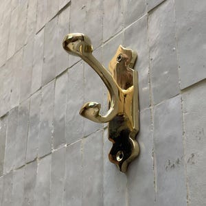 Vintage-Style Unlacquered Brass Wall Hooks – Handcrafted Decorative Coat & Hat Hanger