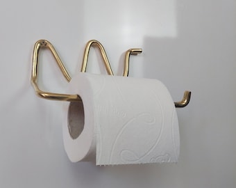 Handcrafted Unlacquered Brass Toilet Paper Holder: Vintage Powder Room Decor