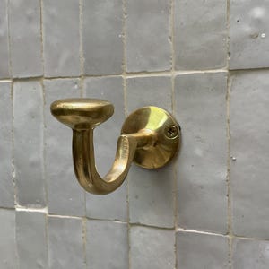 Unlacquered Brass Wall Hook – Handmade Solid Brass Towel or Robe Hook, Vintage Bathroom Hook, Rustic Brass Wall Hanger