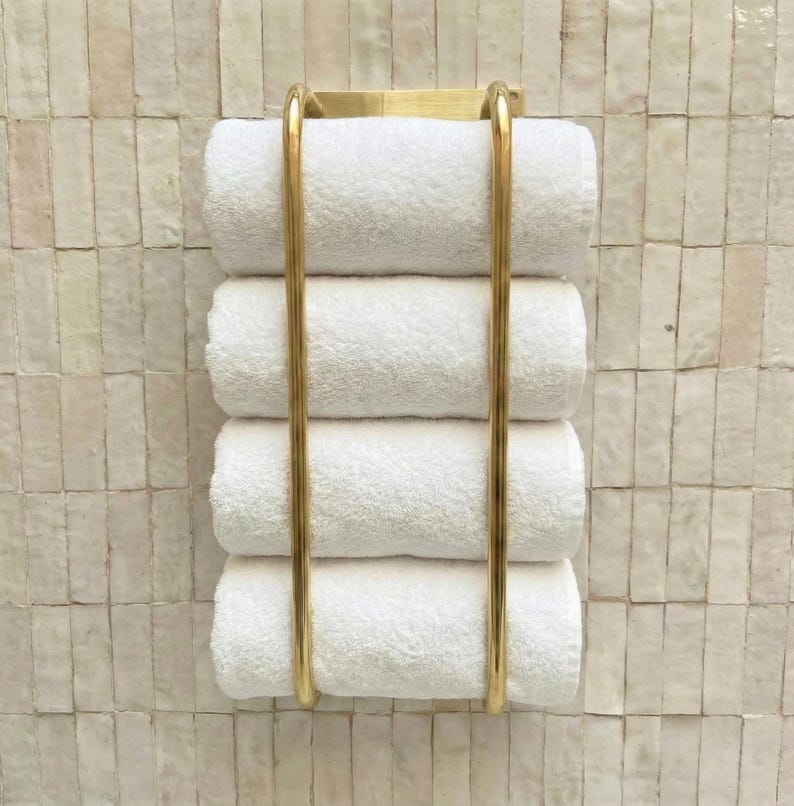 Unlacquered brass towel rack
Solid brass bathroom towel holder
Handmade brass wall towel rack
Luxury brass bathroom accessory