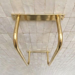 Unlacquered brass towel rack
Solid brass bathroom towel holder
Handmade brass wall towel rack
Luxury brass bathroom accessory