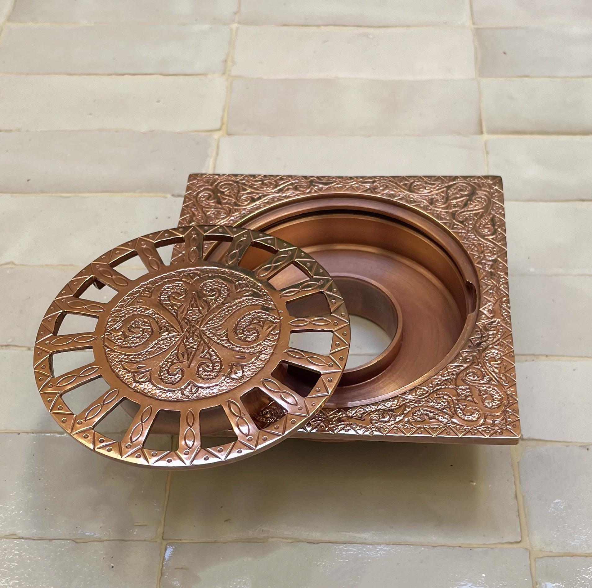 Handmade Copper Floor Drain | Decorative Shower Drain Cover | Moroccan