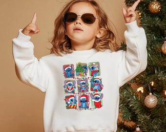 Christmas Disneyworld Stitch Kids Birthday Sweatshirt, Birthday Girl Youth Sweater, Birthday Boy Hoodie, Xmas Stitch Girl Tee, Stitch Custom
