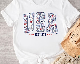 USA Est 1776 T-Shirt, America Shirt, Fourth of July Shirt, 4th of July Tee, Patriotic Shirt, America Flag Tee,Red White and Blue,Freedom Tee