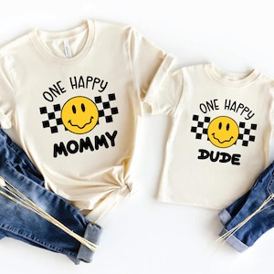 One Happy Dude Matching Birthday Shirts, 1st Birthday Shirt, Smiley Face Birthday Outfit, One Happy Dude Family Birthday Tees, Mommy and Me