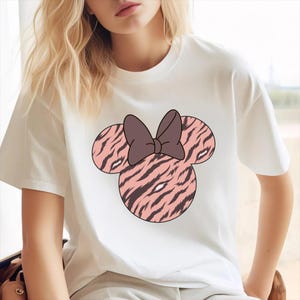 Leopard Print Minnie Shirt, Animal Kingdom Tee, Women&#39;s Disney Shirt, Animal Print Minnie Women&#39;s Sweatshirt, Disney Leopard Minnie T-Shirts
