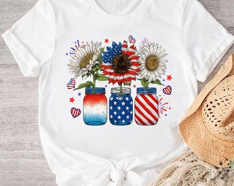 America Sunflower Shirt, USA Flag Flower T Shirt, Gift For American, 4th Of July Flag Graphic T-Shirt, Freedom TShirt, Independence Shirt