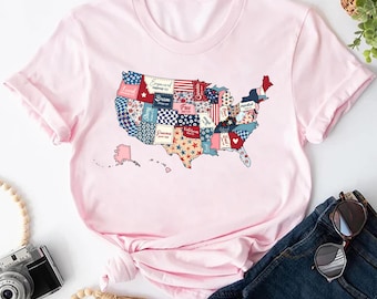 America Map Shirt, Freedom Shirt, Usa Continent Shirt, Independence Day Shirt, 4th of July Gift, Independence Day Gift, Gift for 4th of July
