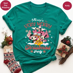 Chemises roses pour la fête de Noël 2025 de Mickey, sweat-shirt pour jeunes Noël Walt Disneyworld, Noël Magic Kingdom Noël pour tout-petits