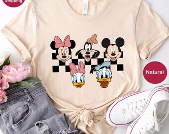 Mickey And Friends Sweater, Matching Disney Trip Sweatshirt, Disney Character Sweater, Disney Family Sweatshirt, Checkered Disney Sweatshirt