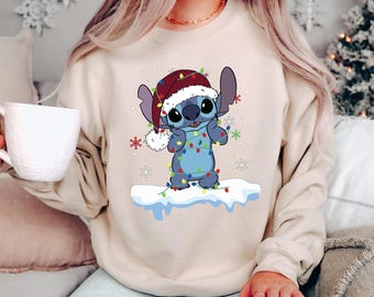 Disney Stitch Christmas Sweatshirt, Stitch Christmas Gift Hoodie, Christmas Stitch Sweatshirt, Family Disneyland Vacation Sweater, Xmas Gift