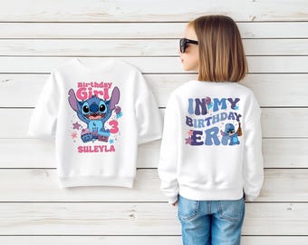 Birthday Girl Youth Sweater, Birthday Boy Hoodie, Stitch Birthday Girl Tee,Stitch Custom,Custom Disneyworld Stitch Kids Birthday Sweatshirt