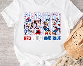Mickey and Friends 4th of July American Flag T-shirt, Disney fourth of July Tee, USA Flag Disneyland Shirt, Independence Day Shirt