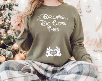 Dreams Do Come True Pregnancy Shirt, Mickey Mouse Heart-Shaped Hand, Disneyland Maternity Tee, Pregnancy Tee, Disney World Maternity Sweater