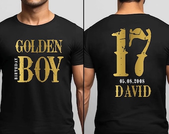Golden Birthday Boy Shirt, Custom Age And Name Birthday Boy Shirt, Custom Birthday Tee, Golden Boy Birthday Shirts, Custom Date Birthday Boy