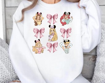 Retro Disney Princess Sweater, Coquette Disney Princess Hoodie, Disney Girl Trip Sweater, Disney Group Shirt, Girls Disney Sweatshirt, Shirt
