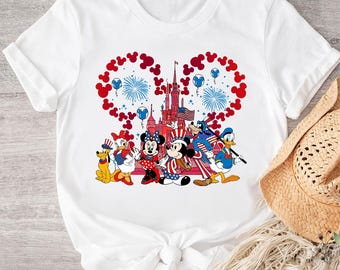 Mickey and Friends 4th of July American Flag T-shirt, Disney fourth of July Tee, USA Flag Disneyland Shirt, Independence Day Shirt