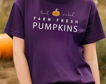 Farm Fresh Pumpkin Shirt, Hand Picked Shirt, Thanksgiving Family Tshirt, Trendy Thanksgiving Shirts, Trendy Pumpkin Shirt, Halloween Shirt