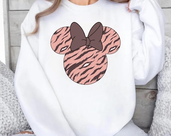 Leopard Print Minnie Sweatshirt, Animal Kingdom Hoodie, Disney Leopard Minnie  Sweatshirt, Animal Print Minnie Women's Sweatshirt and Hoodie
