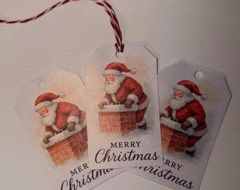 Etichette regalo di Natale vintage di Babbo Natale