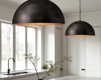 Schwarz-goldene Pendelleuchte - Moderne Hängelampe für Küche, Esszimmer & Eingangsbereich