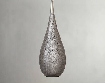 Teardrop Pendant Light, Handmade Hanging Brass Lamp with Chain