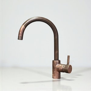 Grifo de cocina de cobre macizo, grifo monomando rústico de estilo granja para fregadero o lavabo — KeshBazzar