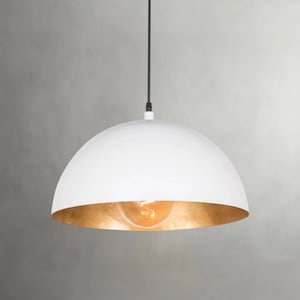 Modern White Pendant Lamp Shade — Minimalist Dome Ceiling Light, Scandinavian-Inspired Modern Lighting for Kitchen, Living Room & Bedroom