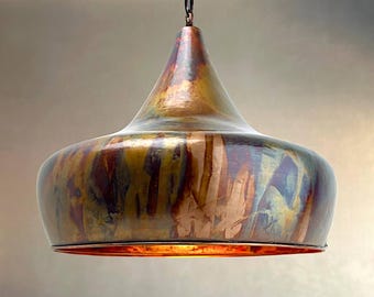 Rustic Copper Onion Pendant Light – Aged Farmhouse Kitchen & Dinning Ceiling Lamp (Earthy Finish)