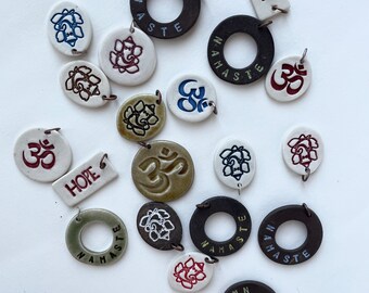 Ceramic pendants - Yoga themed- 20pcs