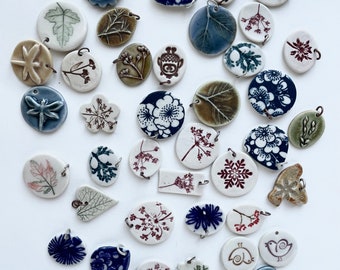 Ceramic pendants - Nature themed-  40pcs