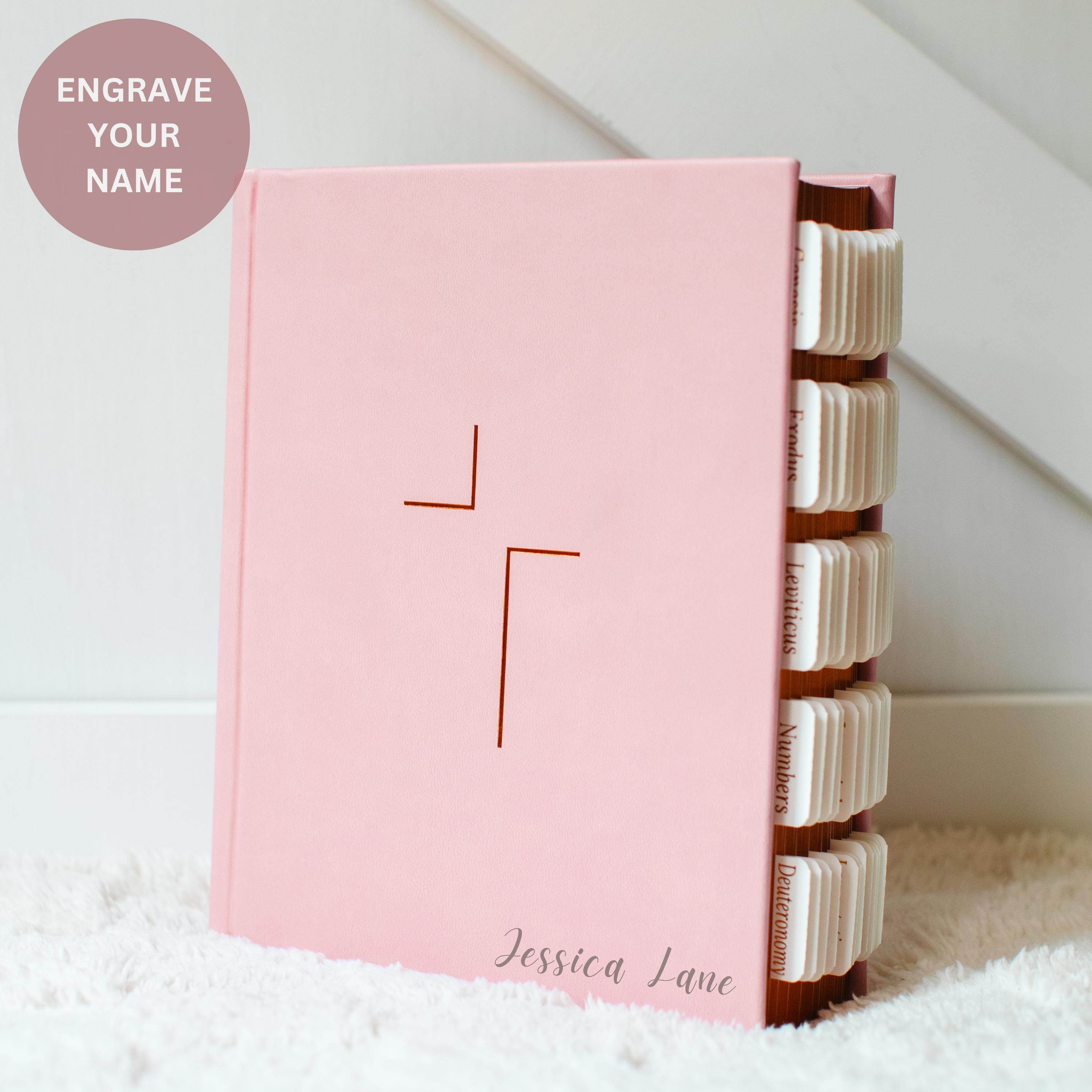 Custom Name Pink Bible NIV Tabbed Journaling Bible Gift For Her Christian Women Bible Study Gift Personalized Tabbed Bible with Tabs Custom
