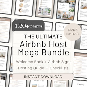 Modello di libro di benvenuto Airbnb modificabile, checklist e cartelli Airbnb, guida per host Airbnb stampabile, modello personalizzabile per host Airbnb