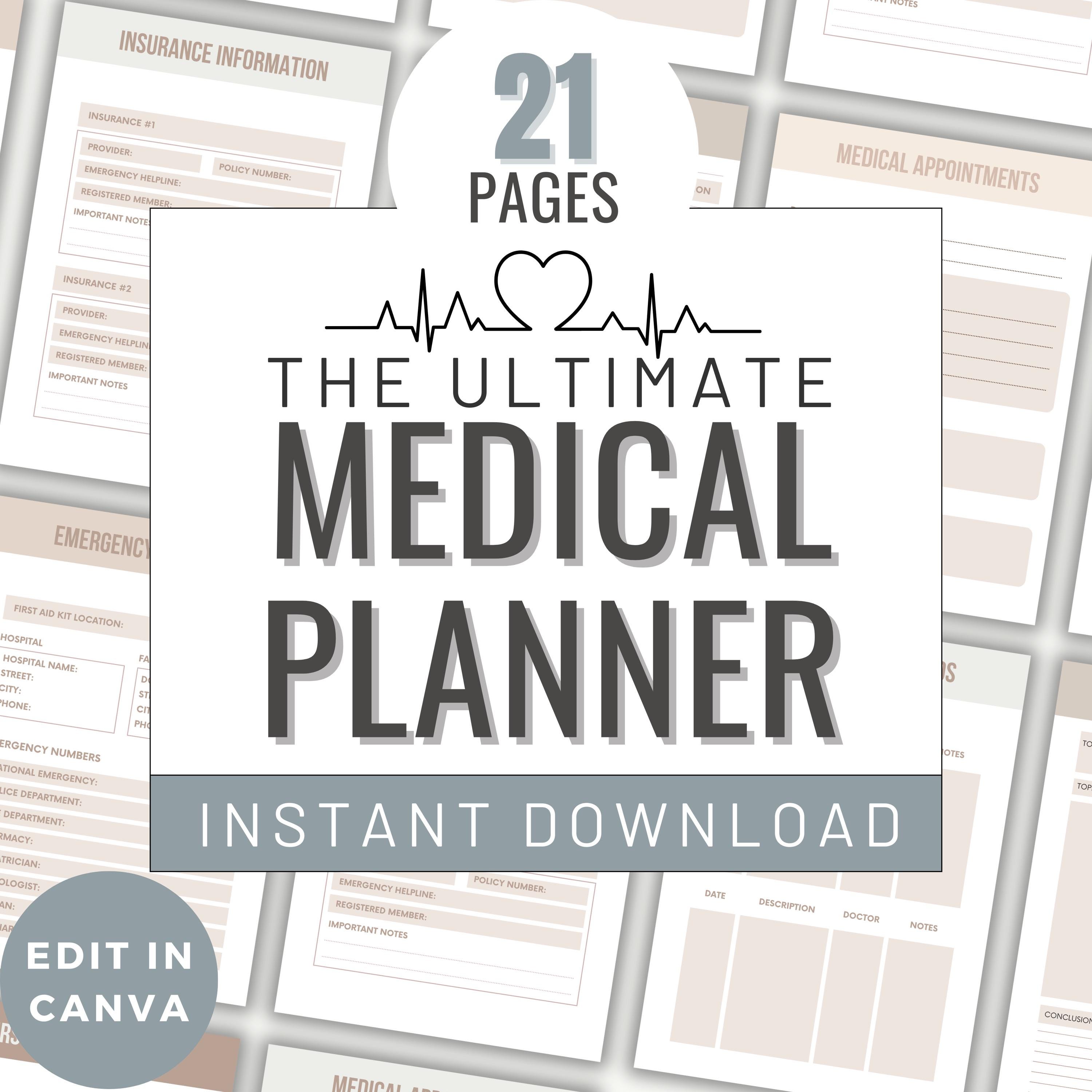 Medical Planner Printable Healthcare Journal for Illness Medical ...
