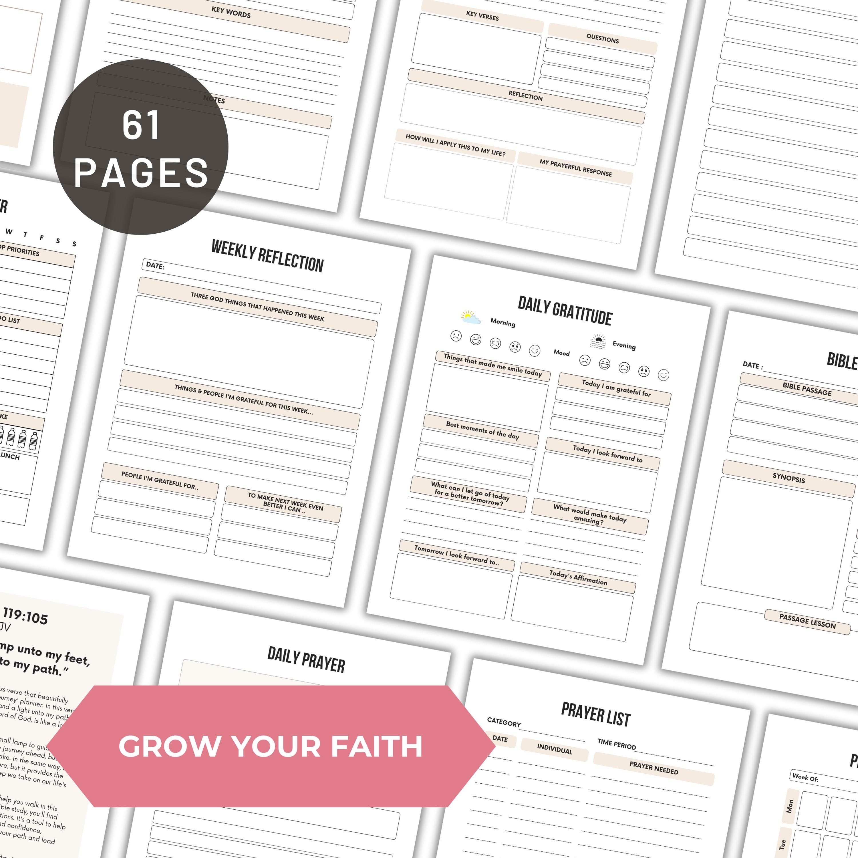 Buy Editable Prayer Journal Printable Bible Study Planner Christian ...