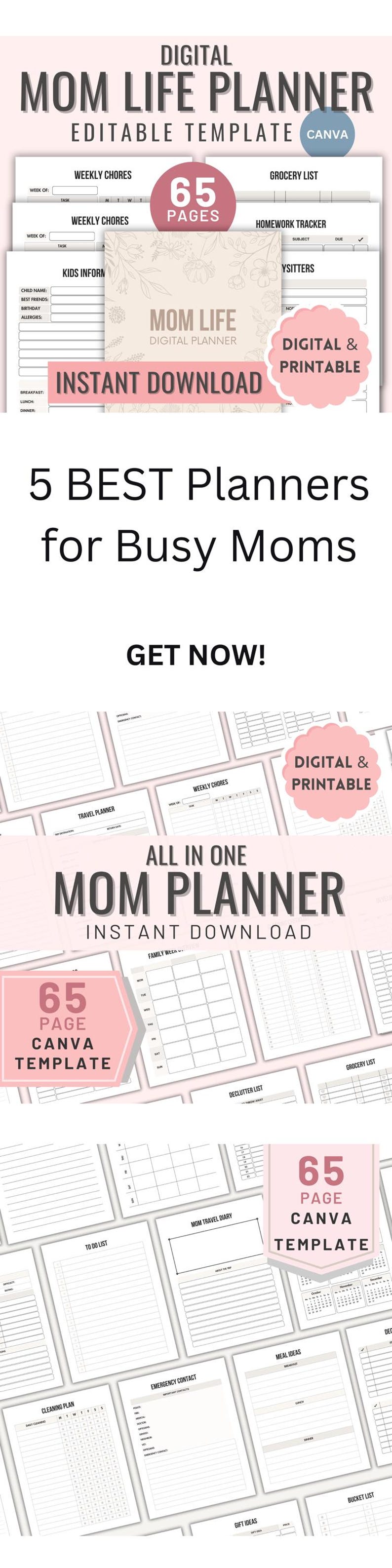 Editable Mom Planner Canva Template Planner for Busy Mom Daily Planner ...