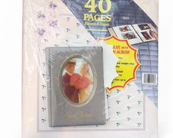 Blommig fotoalbumpärm + minialbum | Vintage nytt förseglat scrapbookset | Retro minnesbok