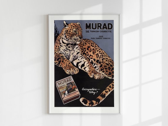 1914 Murad Cheetah Ad Print: Vintage Magazine Cover (Digital Download)