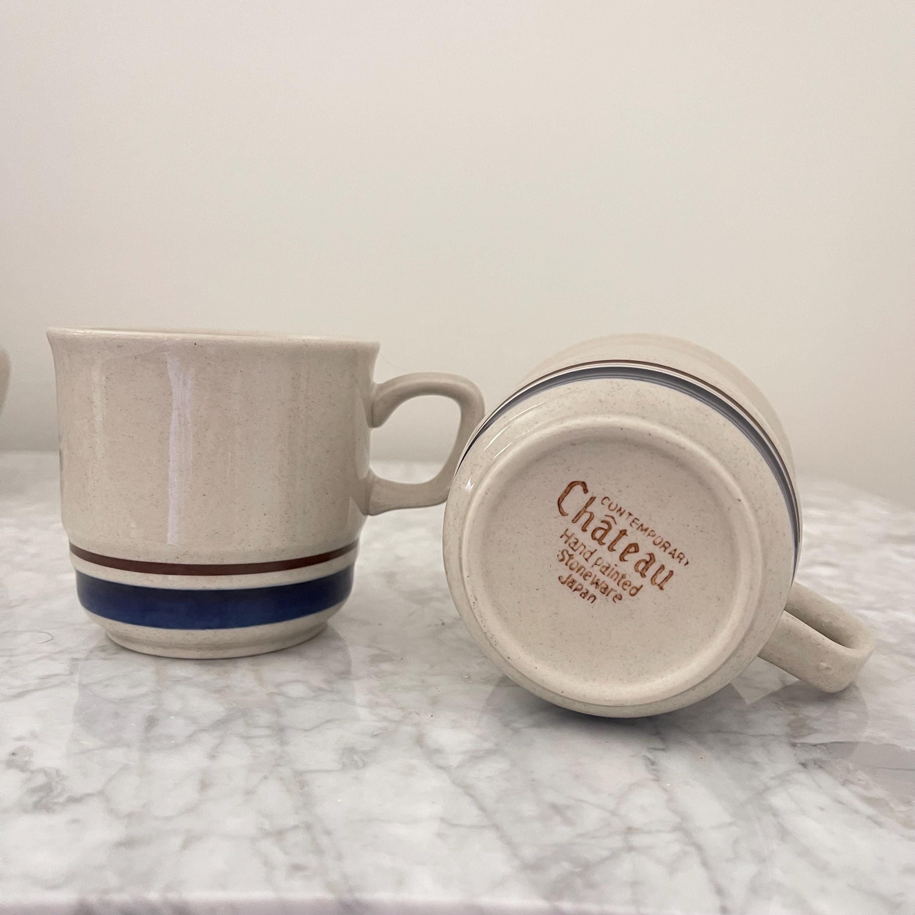 Vintage Chateau Stoneware Mugs: Hand-painted Floral Japan Tea Cups, Set of  5 - Etsy