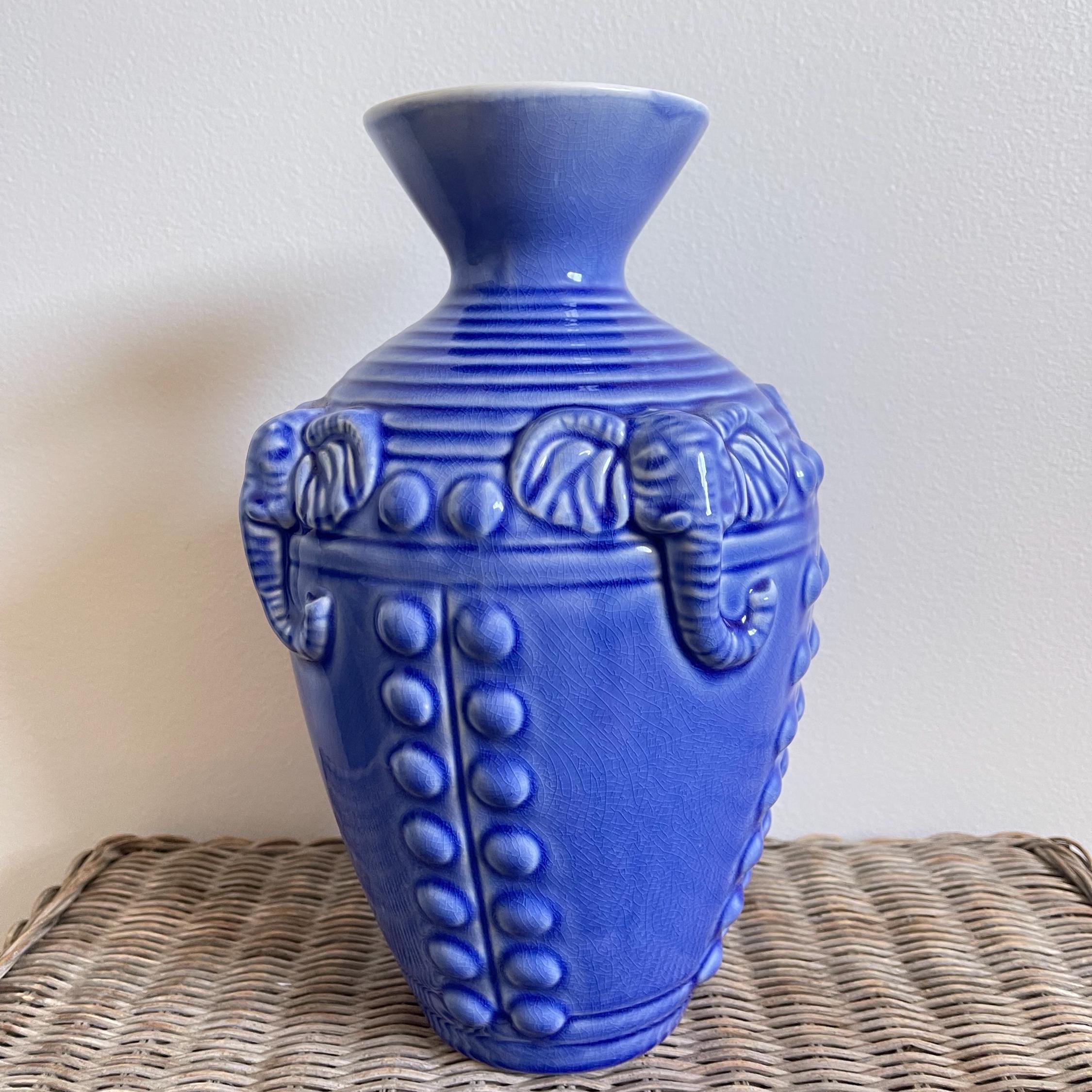  Blue Elephant 花瓶 ヴィンテージ バウムブラザーズ エレクトリックブルー エレファント