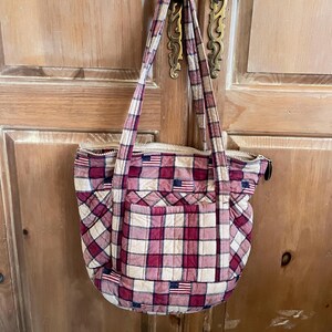 Quilted Americana Tote Bag by Park Designs – Villager Style Shoulder Bag, Patriotic Quilted Purse or Diaper Bag