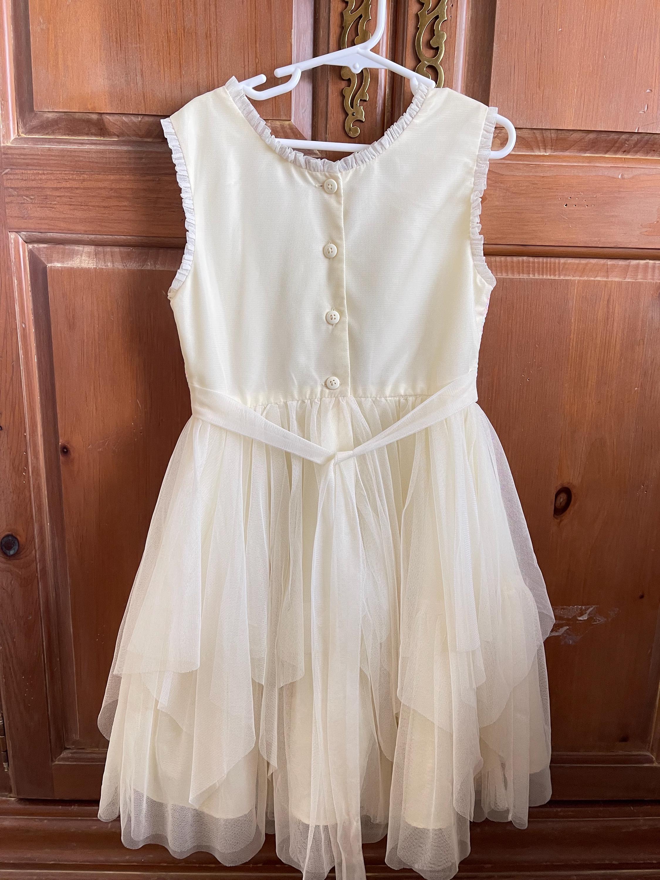 Jona Michelle Girls Tulle Dress: Light Yellow Layered Party Dress, Size 7 Jona Michelle Girls Tulle Dress: Light Yellow Layered Party Dress, Size 7