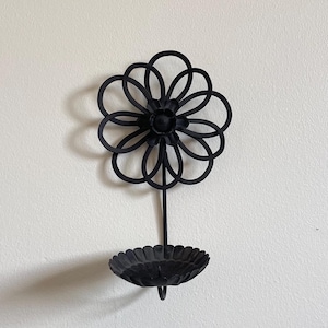 Wrought Iron Flower Wall Sconce Candle Holder - Elegant Rustic Wall Decor