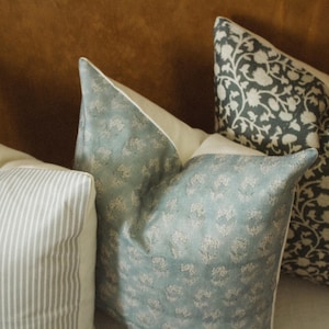 Set of 3 Decorative Pillow Covers | Blue Floral Farmhouse Pillows 18x18 | Rustic Home Decor|Pillow cover for Living Room, Bedroom or Outdoor