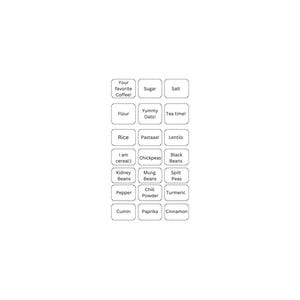 Minimalist Pantry Labels Printable Kitchen Organization Tags Black and White Modern Design.